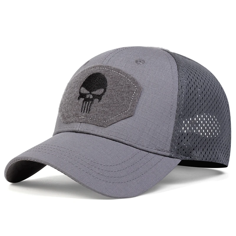Gorras de béisbol transpirables con bordado de calavera. - Image 8