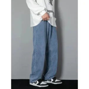 Pantalones vaqueros estilo clásico comodidad  recto pierna ancha Casual.