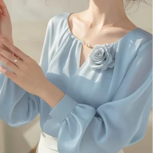 Camisa pequeña única y hermosa, estilo francés, ligera,  manga larga.