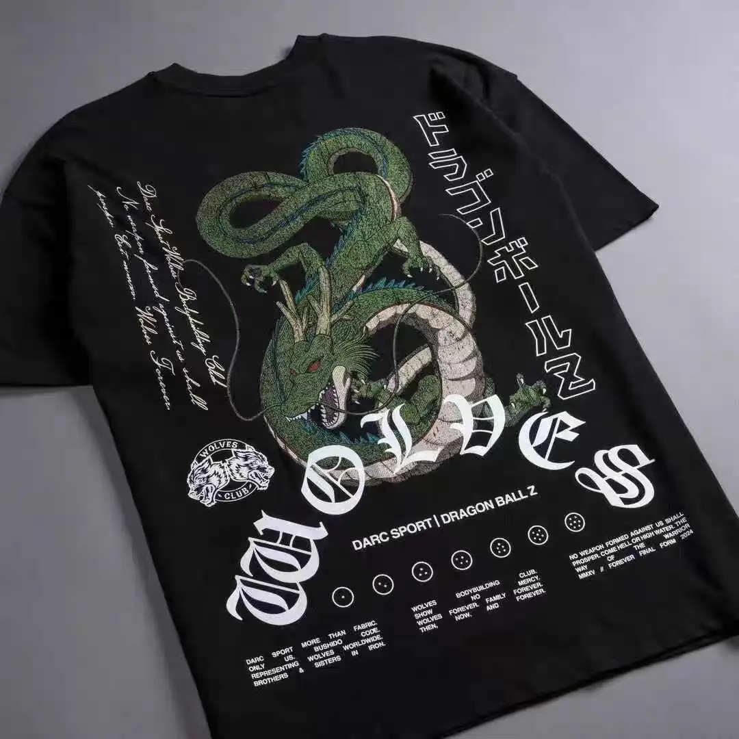 ¡Dragón! camiseta Fitness deporte suelta Casual cuello redondo.