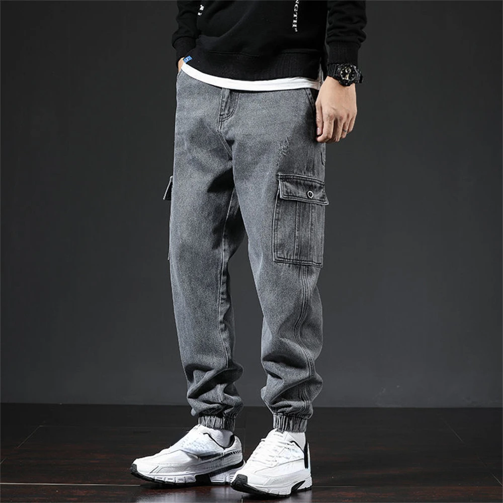 Pantalones Cargo para hombre, ropa de calle, harén, holgados, color negro y azul, primavera y verano - Image 2