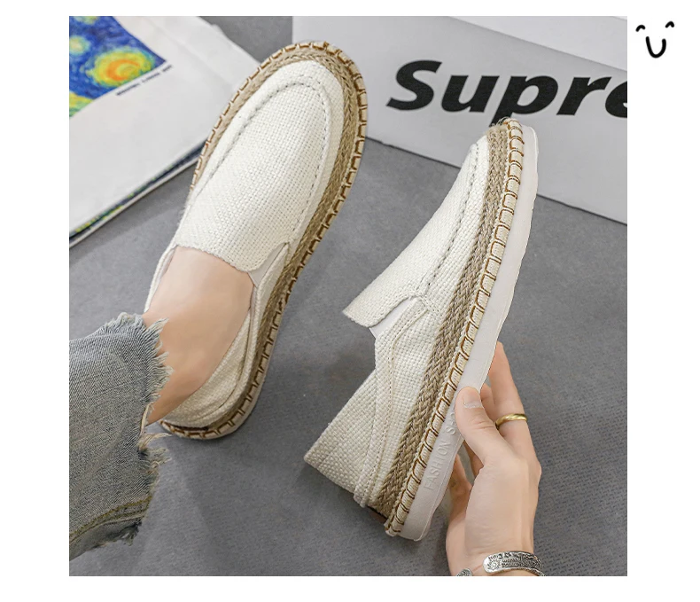 Zapatos de tela sin cordones, planos. - Image 3