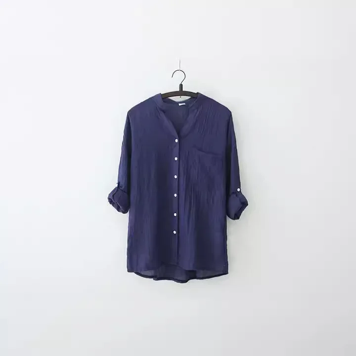 Camisa con cuello levantado y manga con dobladillo. - Image 3