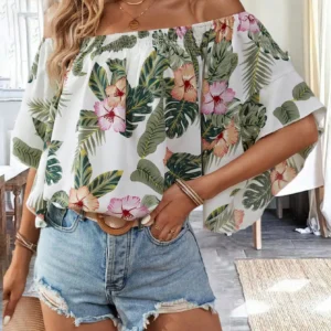 Camisa elegante, manga larga acampanada.