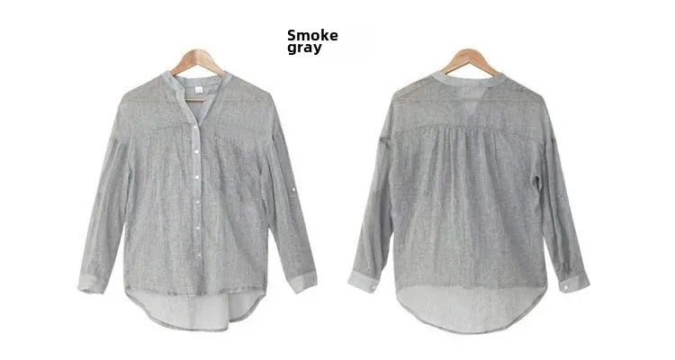 Camisa con cuello levantado y manga con dobladillo. - Image 7