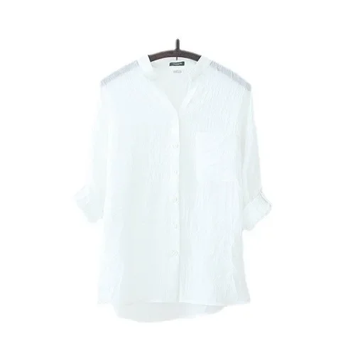 Camisa con cuello levantado y manga con dobladillo. - Image 5