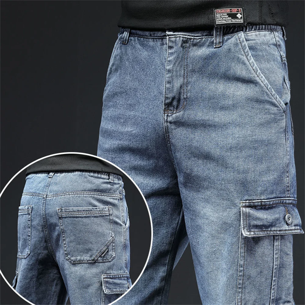 Pantalones Cargo para hombre, ropa de calle, harén, holgados, color negro y azul, primavera y verano - Image 4