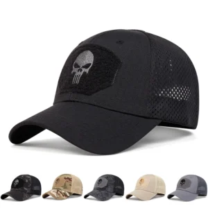Gorras de béisbol transpirables con bordado de calavera.