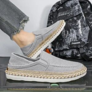 Zapatos de tela sin cordones, planos.