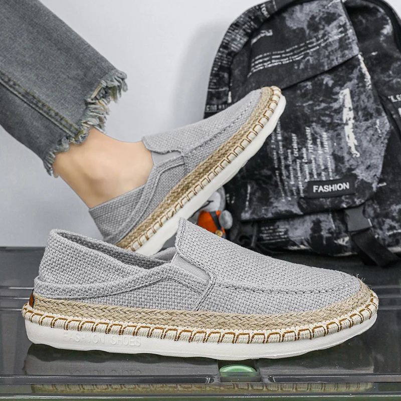 Zapatos de tela sin cordones, planos.