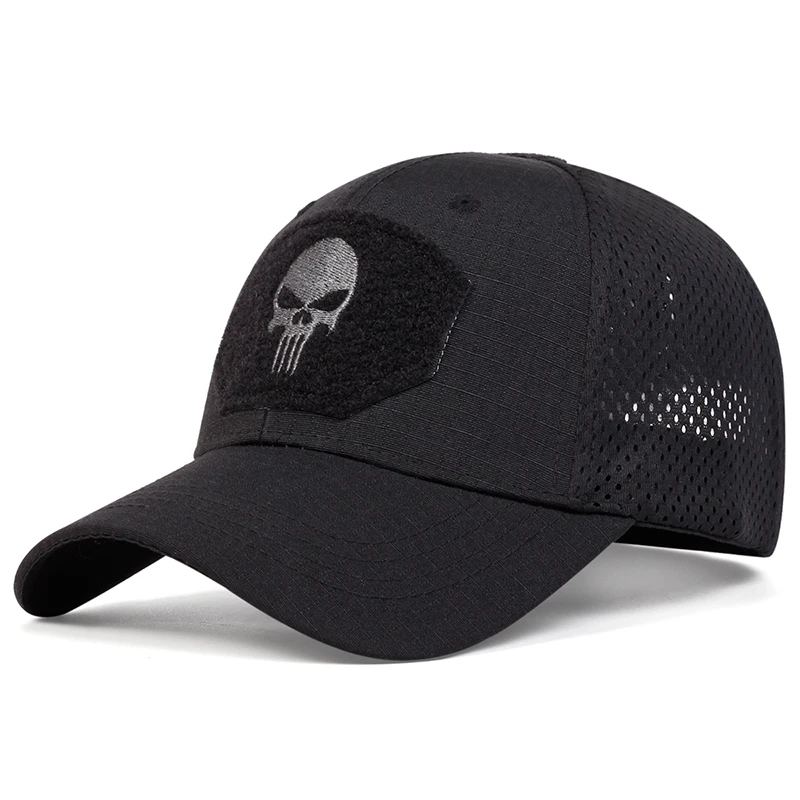 Gorras de béisbol transpirables con bordado de calavera. - Image 2