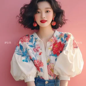 Camisa floral con mangas.