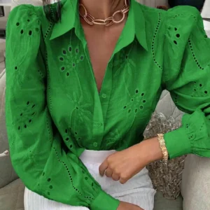 Camisa con botones,  lisos con bordado.