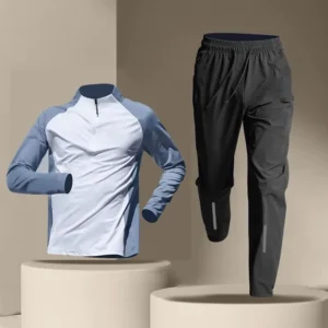 Ropa masculina de secado rápido, conjuntos de camisetas y pantalón.