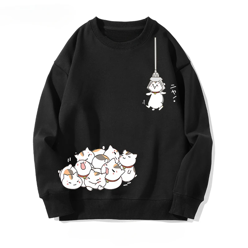 Suéter de cuello redondo, con gatos de dibujo. - Image 3