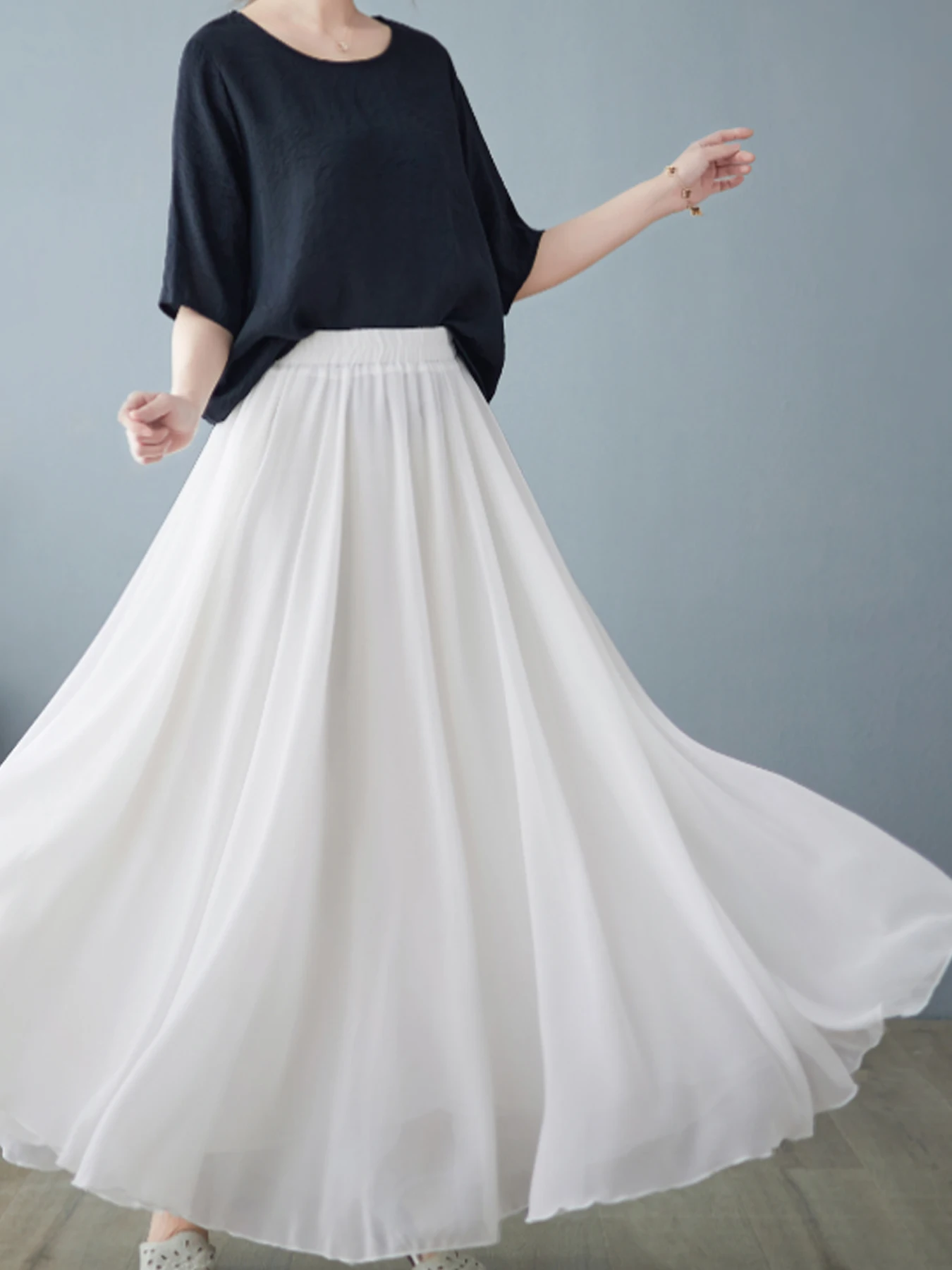 Falda de cintura alta, falda larga, vestido de baile - Image 2