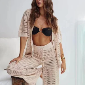 Conjunto de 2 piezas cardigan suelto, pantalon.