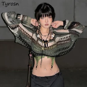 Suéteres ahuecados, con paneles, estilo Retro americano.