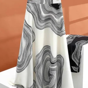 Faldas elásticas de cintura alta, estampado acampanado.