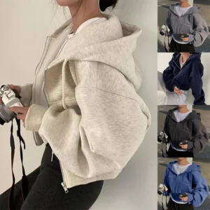 Sudadera recortado Slims con cremallera, con capucha.