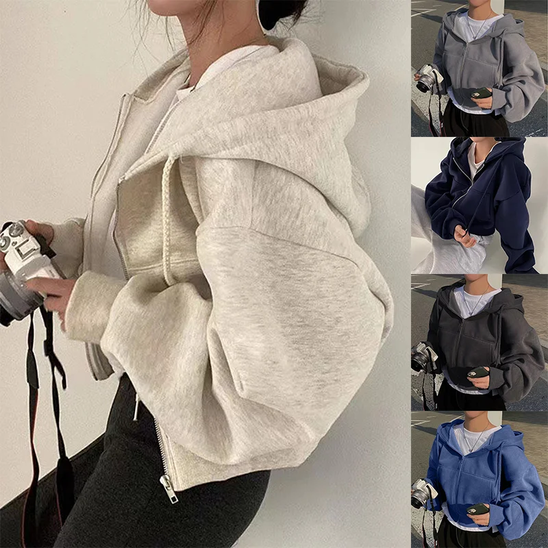 Sudadera recortado Slims con cremallera, con capucha.