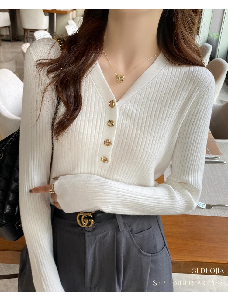 suéteres con botón tejido. - Image 5