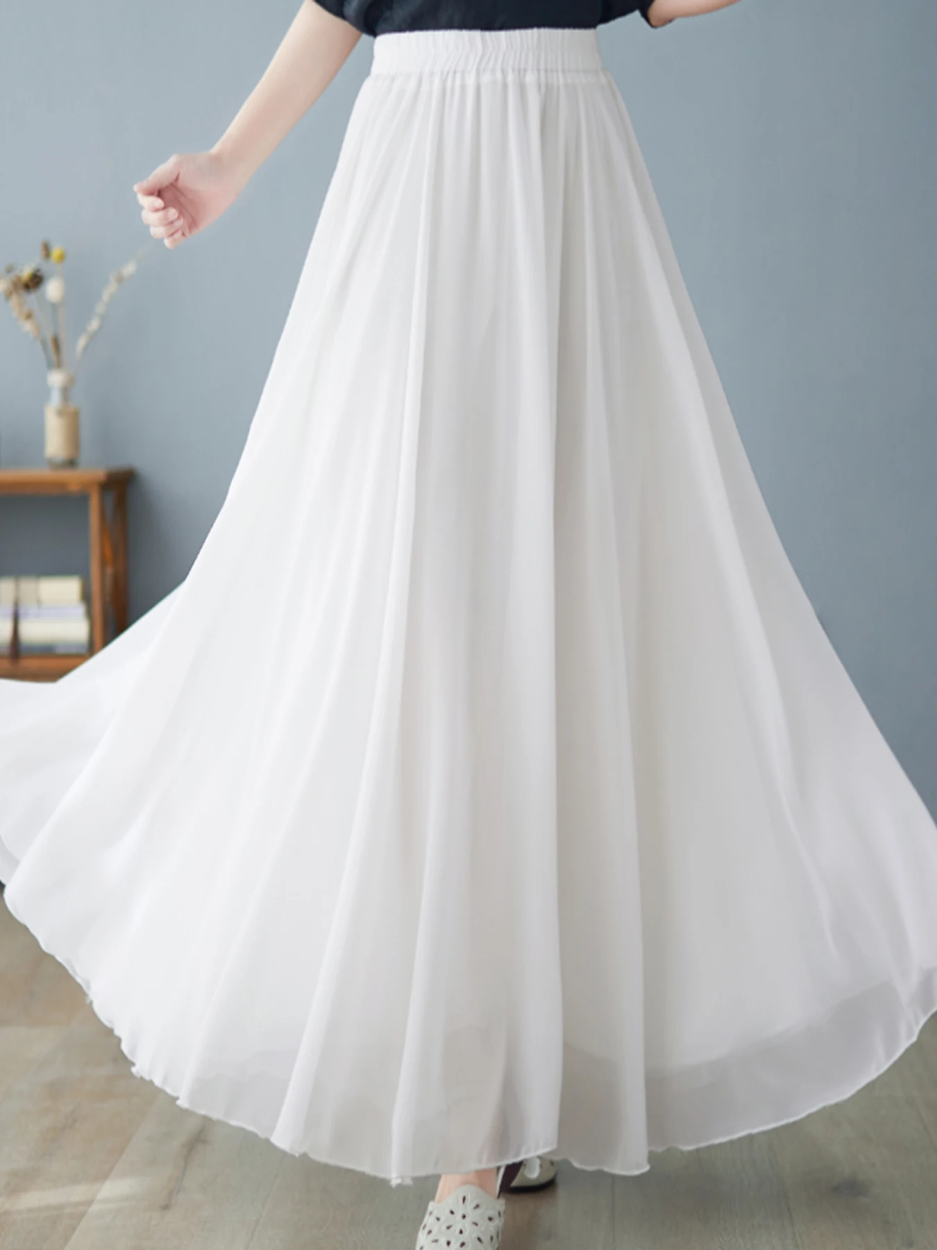 Falda de cintura alta, falda larga, vestido de baile