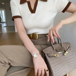 Camiseta de manga, cuello tipo Polo, suave y transpirable.