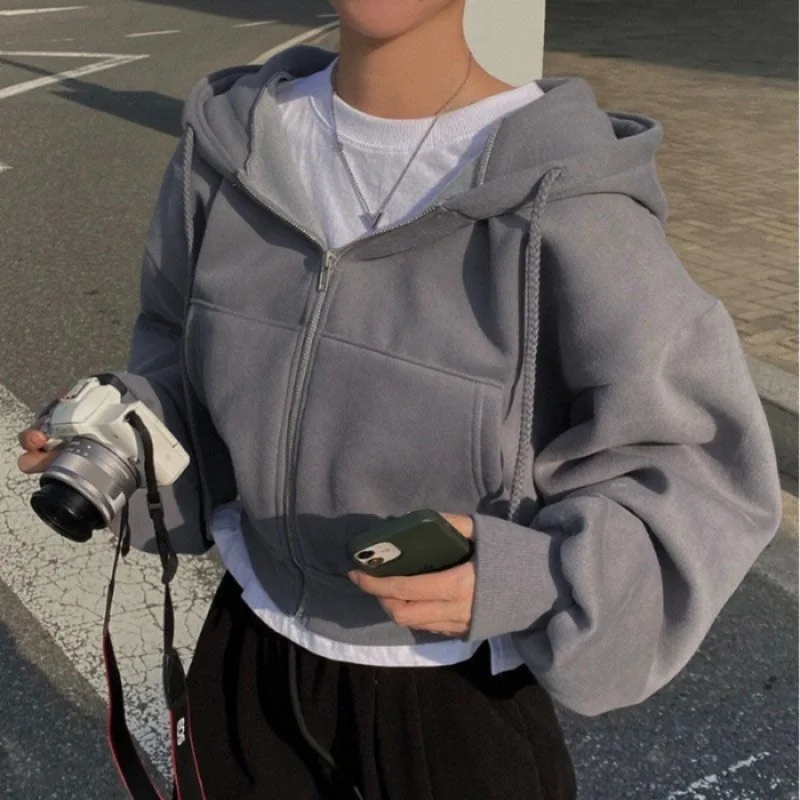 Sudadera recortado Slims con cremallera, con capucha. - Image 2