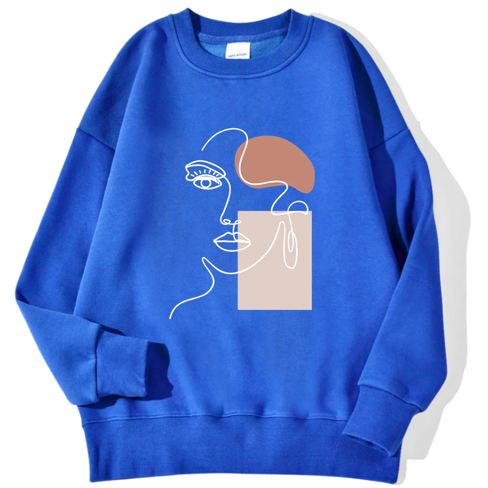 Sudadera con estampado de trazos simples y hermosas, con cuello redondo. - Image 13