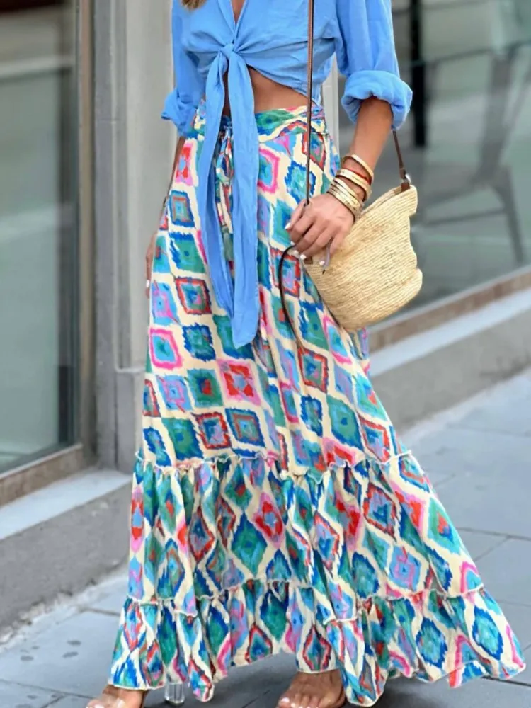 Falda larga estampada, holgadas. - Image 4