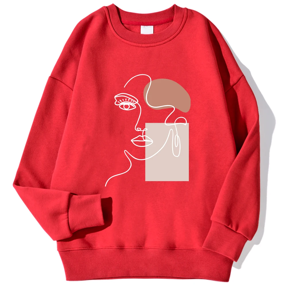 Sudadera con estampado de trazos simples y hermosas, con cuello redondo. - Image 14