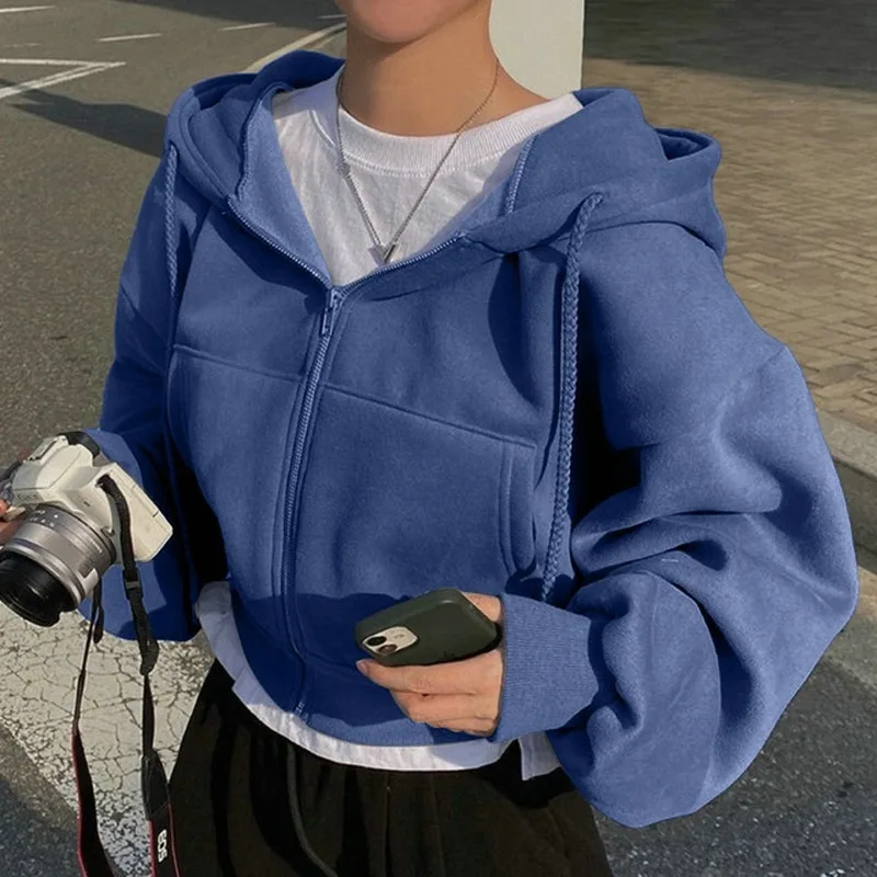 Sudadera recortado Slims con cremallera, con capucha. - Image 5