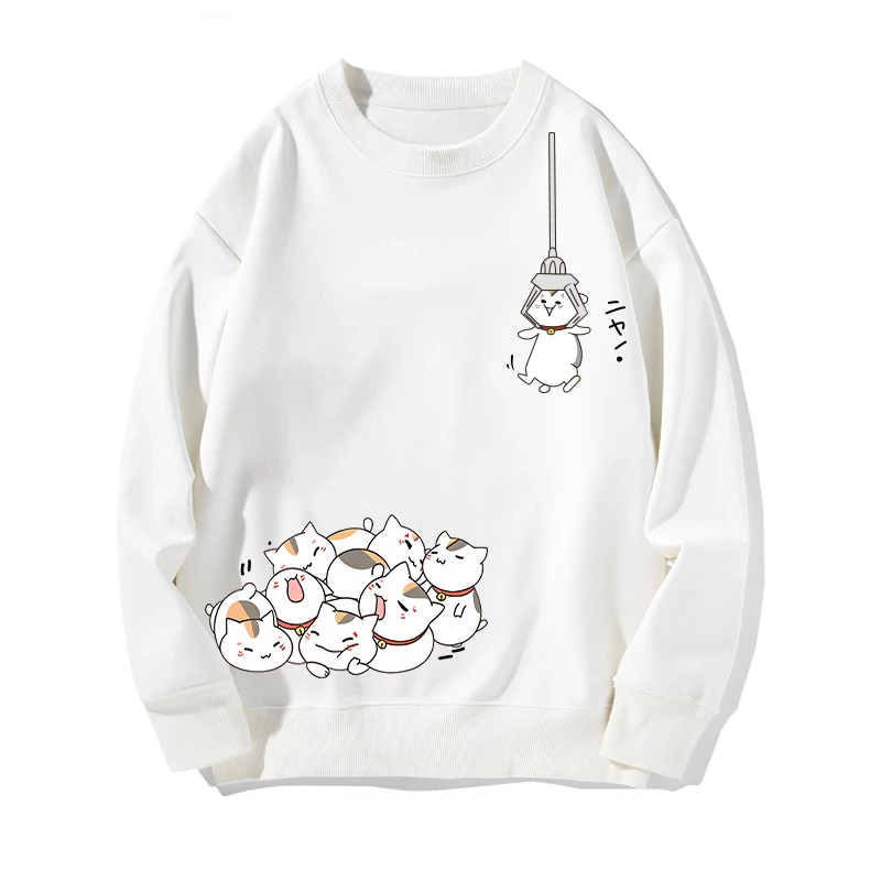 Suéter de cuello redondo, con gatos de dibujo.