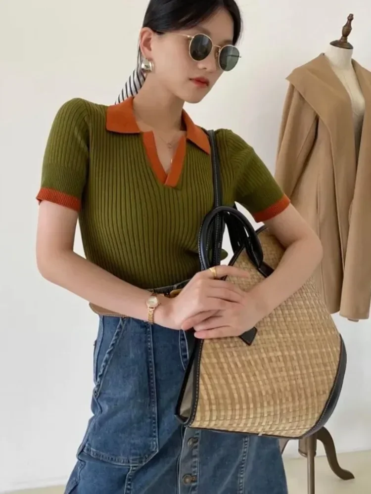 Camiseta de manga, cuello tipo Polo, suave y transpirable. - Image 3