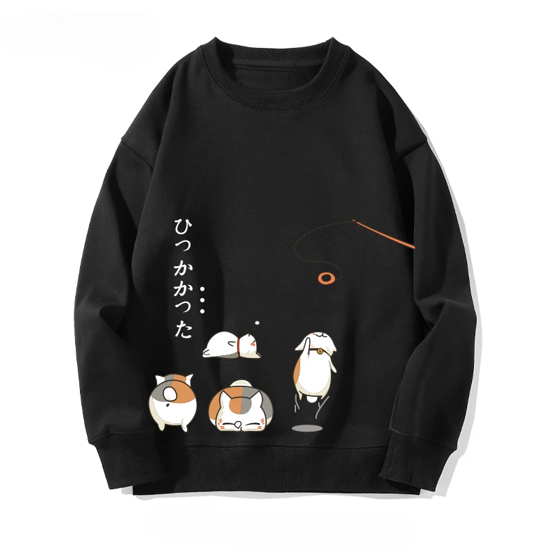 Suéter de cuello redondo, con gatos de dibujo. - Image 4