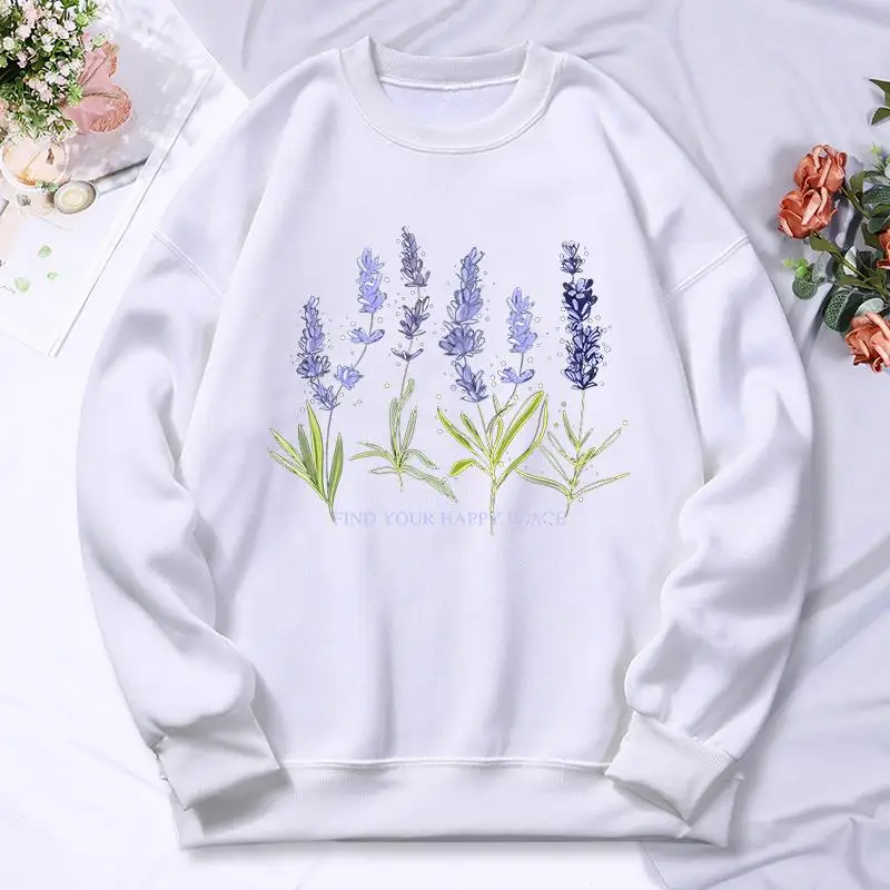 Sudadera con estampado de lavanda, cuello redondo. - Image 2