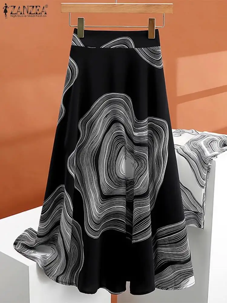 Faldas elásticas de cintura alta, estampado acampanado. - Image 3