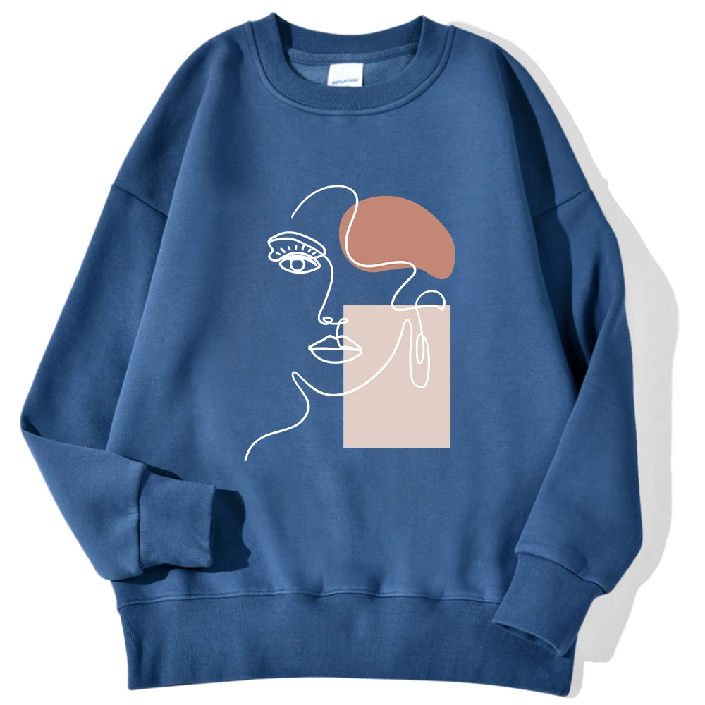 Sudadera con estampado de trazos simples y hermosas, con cuello redondo. - Image 10