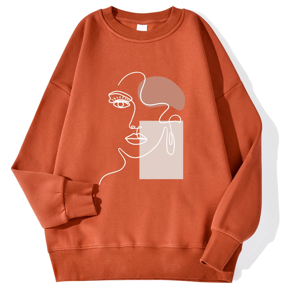 Sudadera con estampado de trazos simples y hermosas, con cuello redondo. - Image 11