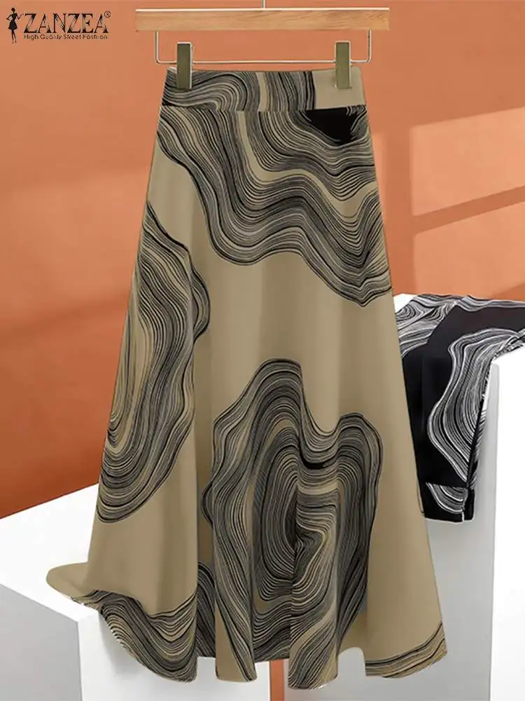 Faldas elásticas de cintura alta, estampado acampanado. - Image 2