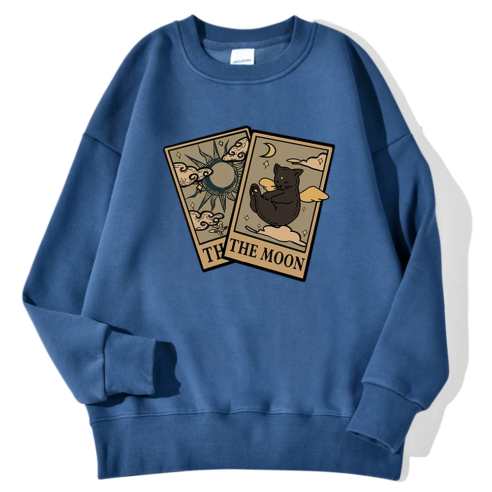 Sudaderas con estampado de Tarot Bear & Moon, con cuello redondo. - Image 3