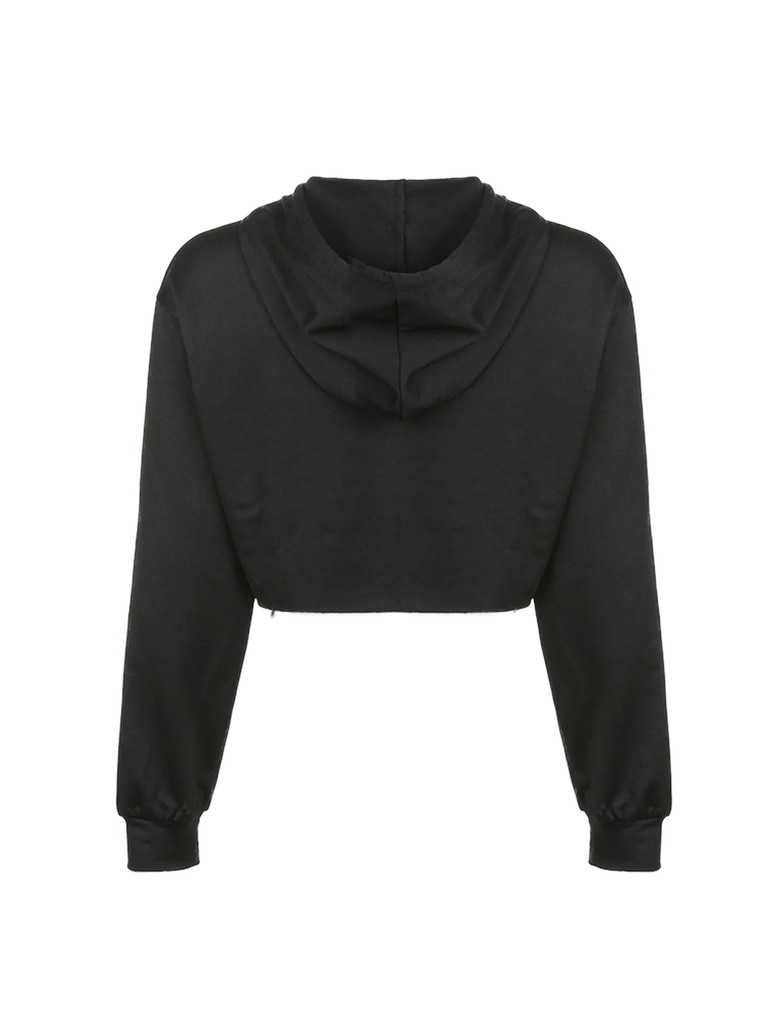 Sudaderas con capucha recortadas con estampado de esqueleto, manga larga con cordón. - Image 2