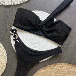 Bikini arrugado con un hombro, conjunto de Bikini de dos piezas.