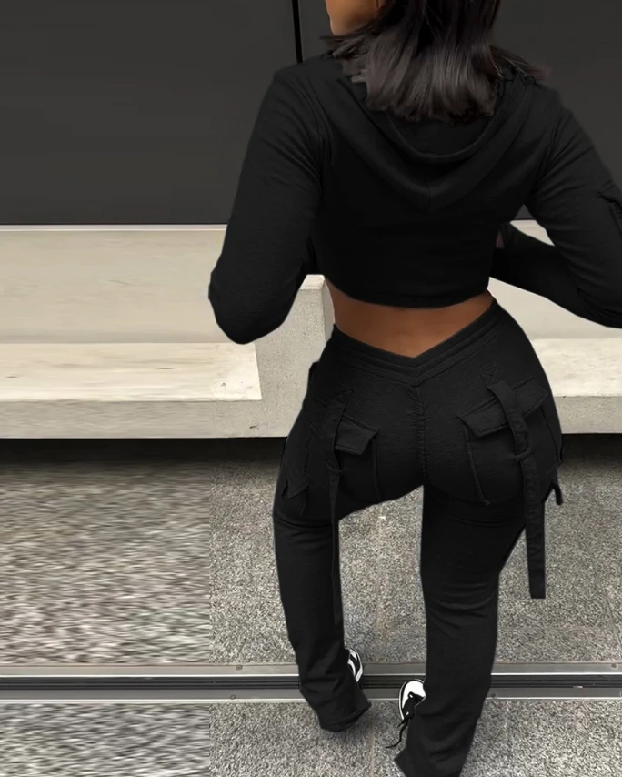 Conjunto de sudadera con capucha y pantalones deportivos largos. - Image 5