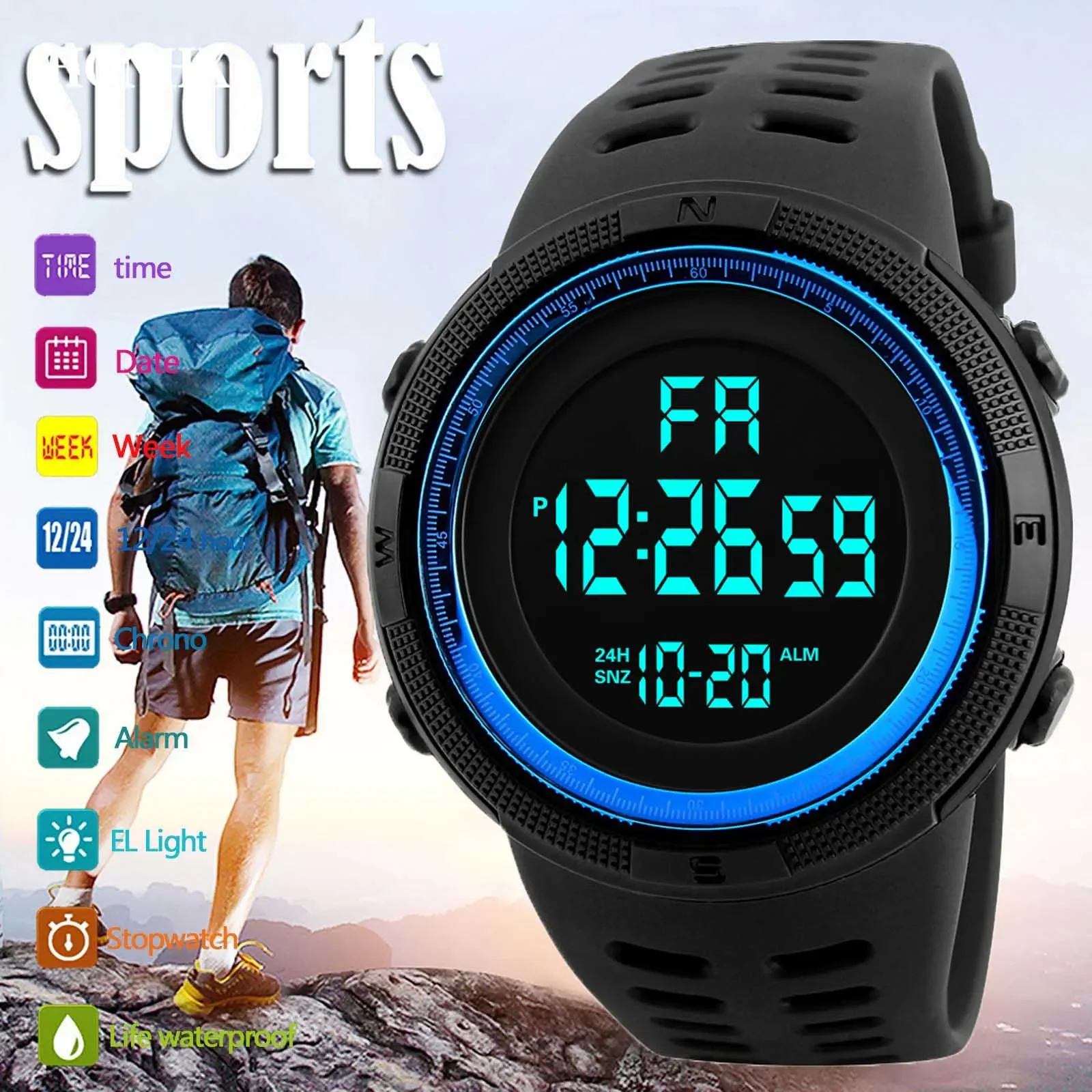 Reloj de pulsera deportivo digital multifunción, resistente al agua. - Image 7