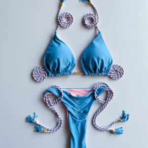 Bikini brasileño de dos piezas cuerda trenzada.