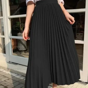 Falda plisada Simple de cintura alta, larga y cómoda.