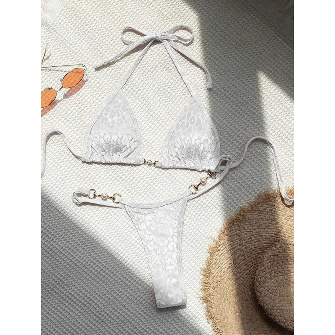 Bikini con perlas en los costados, con Tanga. - Image 6