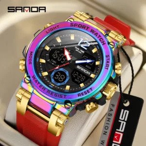 SANDA Reloj electrónico multifuncional  LED pantalla Dual.